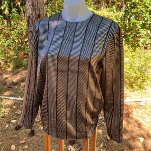 1980’s vintage silver, and black blouse new wave very chic 10/11 Sterling Cooper